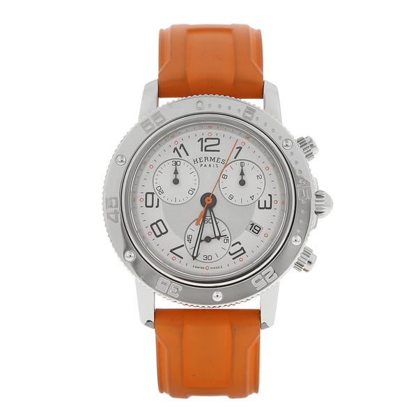 Reloj Hermes para dama en acero inoxidable correa caucho.