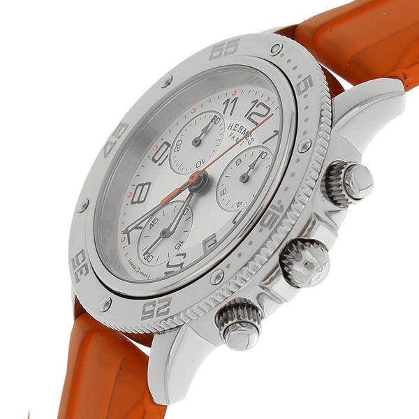 Reloj Hermes para dama en acero inoxidable correa caucho.