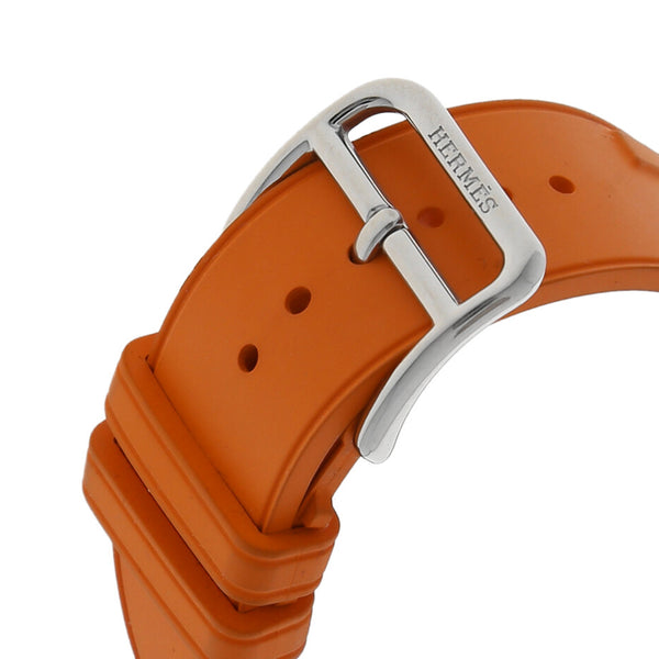 Reloj Hermes para dama en acero inoxidable correa caucho.