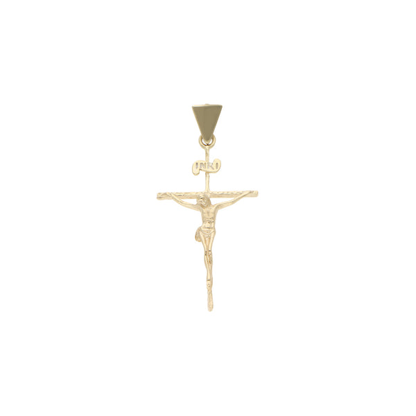 Crucifijo diseño especial en oro amarillo 14 kilates.