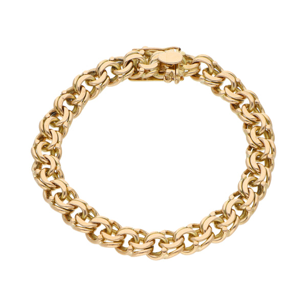 Pulsera eslabón encontrado doble en oro amarillo 18 kilates.