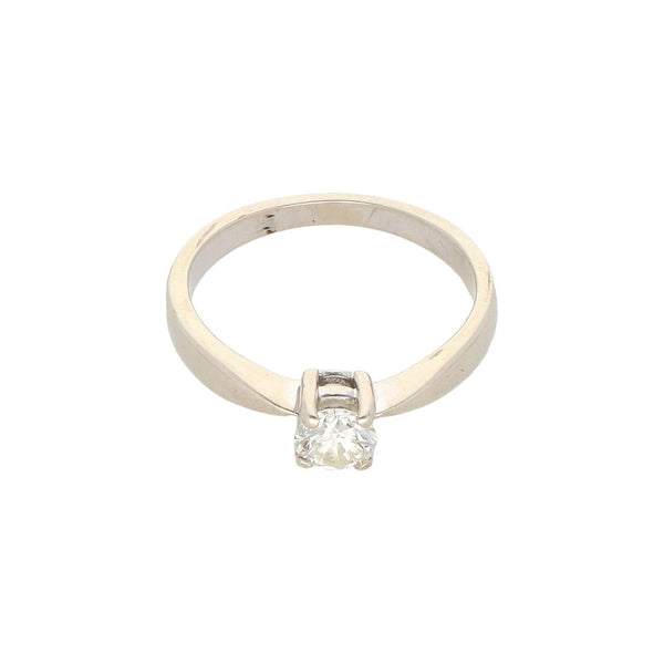 Anillo solitario con diamante en oro blanco 14 kilates.