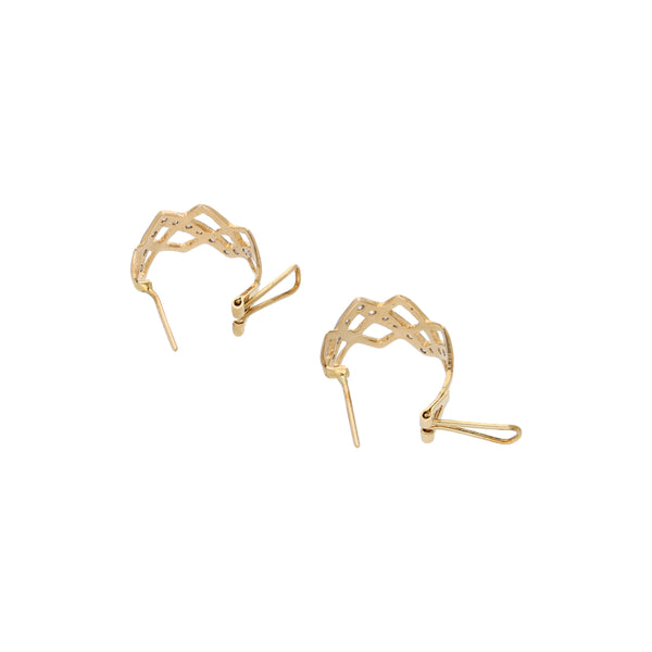 Aretes calados con sintéticos en oro amarillo 14 kilates.