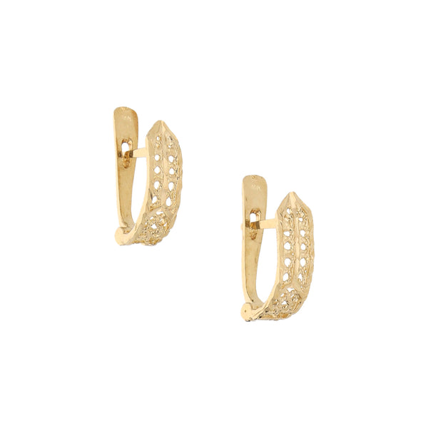 Aretes calados en oro amarillo 14 kilates.