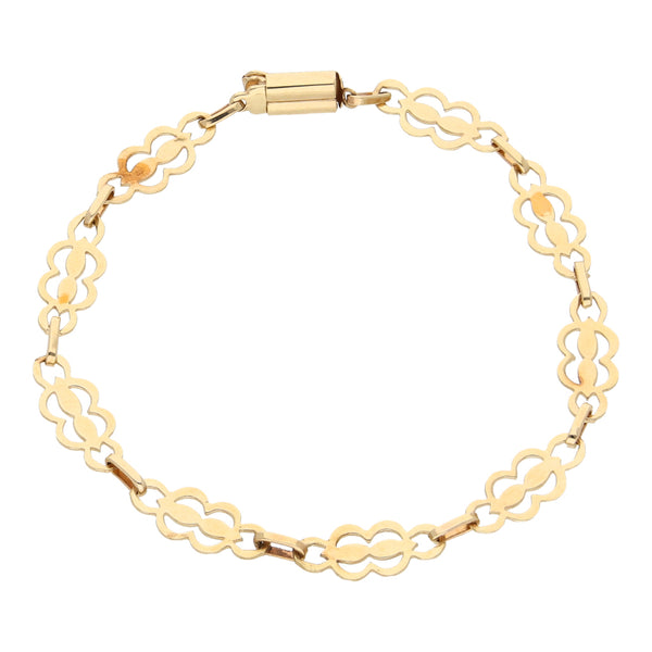 Pulsera eslabón combinado en oro amarillo 10 kilates.