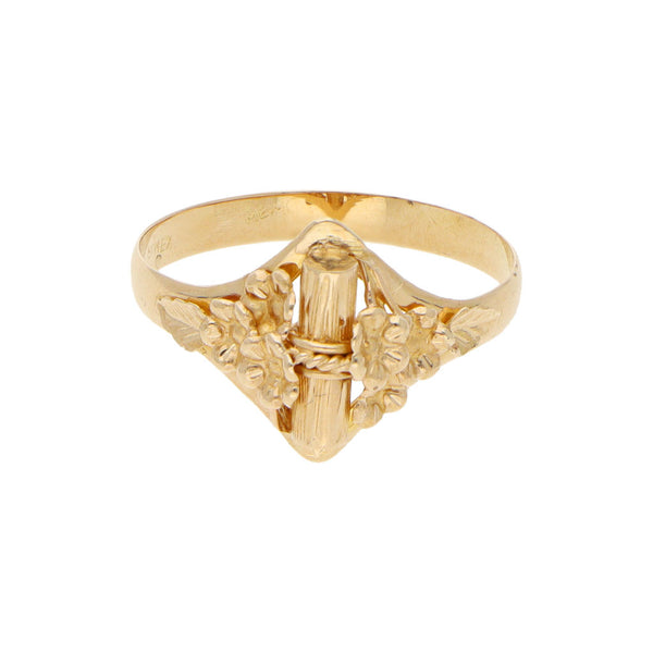 Anillo diseño especial motivo floral en oro amarillo 18 kilates.