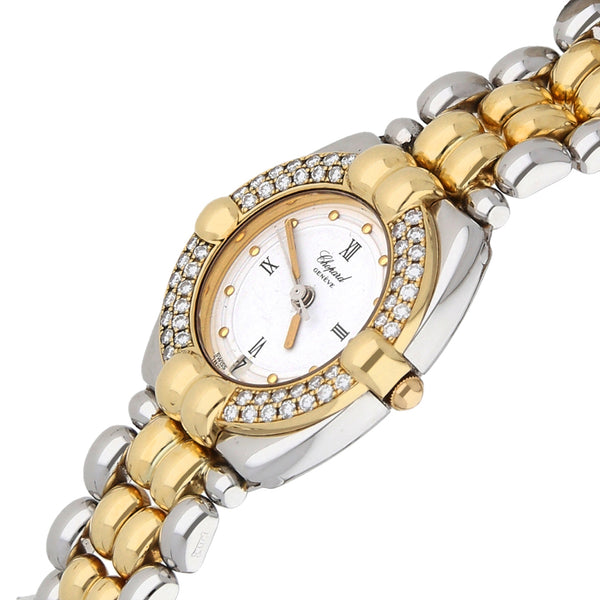 Reloj Chopard para dama modelo Gstaad vistas oro amarillo 18 kilates.