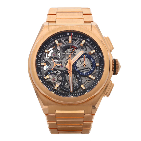 Reloj Zenith para caballero modelo Defy El Primero 21 en oro rosa de 18 kilates.