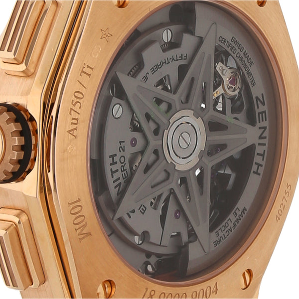 Reloj Zenith para caballero modelo Defy El Primero 21 en oro rosa de 18 kilates.