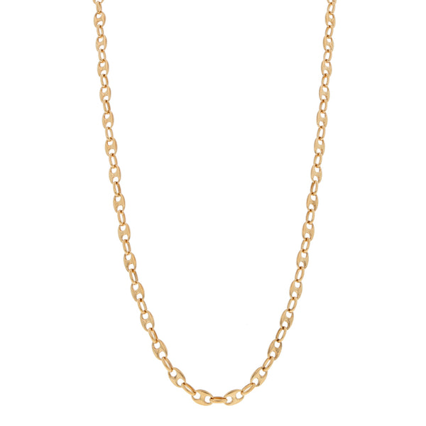 Collar eslabón combinado en oro amarillo 18 kilates.