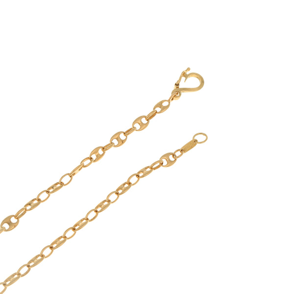 Collar eslabón combinado en oro amarillo 18 kilates.