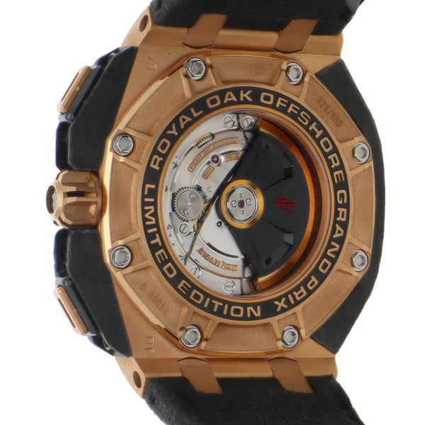 Reloj Audemars Piguet para caballero modelo Royal Oak Offshore Grand Prix vistas en oro rosa 18 kilates.