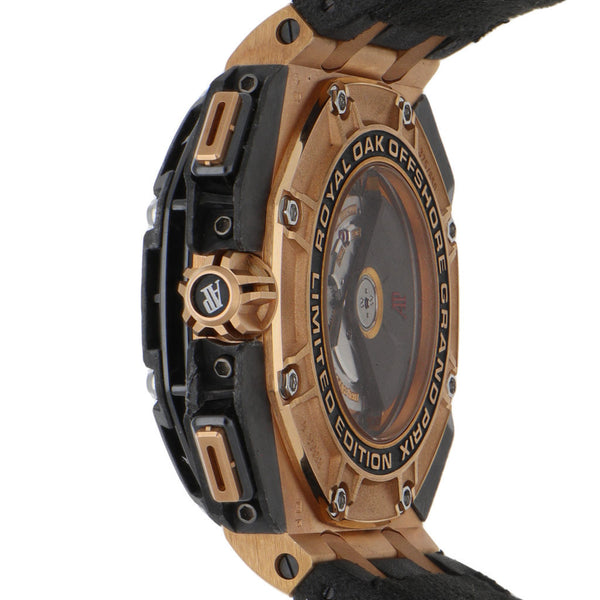 Reloj Audemars Piguet para caballero modelo Royal Oak Offshore Grand Prix vistas en oro rosa 18 kilates.