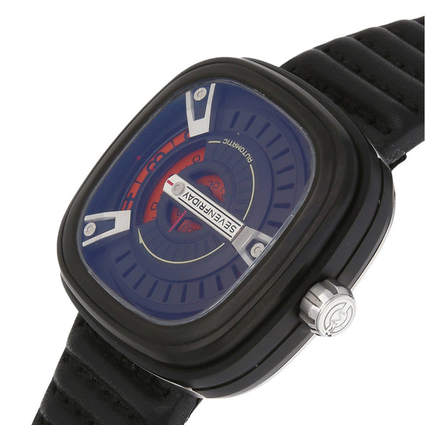 Reloj Sevenfriday para caballero caja acero PVD correa piel.