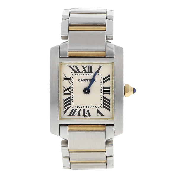 Reloj Cartier para dama modelo Tank Francaise vistas en oro amarillo 18 kilates.