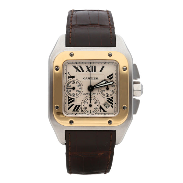 Reloj Cartier para caballero modelo Santos 100 vistas oro amarillo 18 kilates.