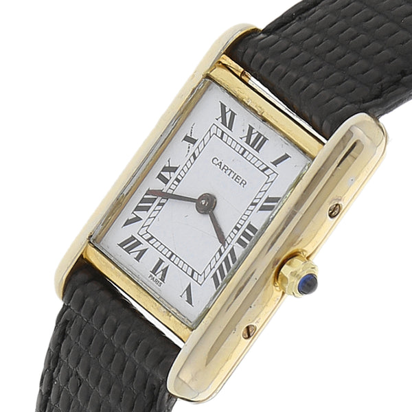 Reloj Cartier para dama Tank Paris caja en plata vermeil.