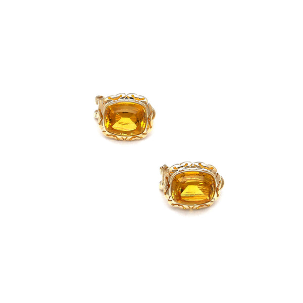 Aretes calados con citrinos en oro amarillo 14 kilates.