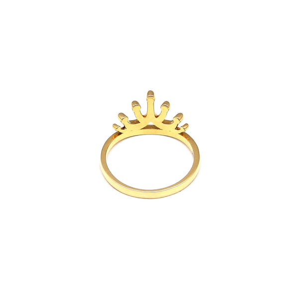 Anillo estilizado motivo corona en oro amarillo 14 kilates.