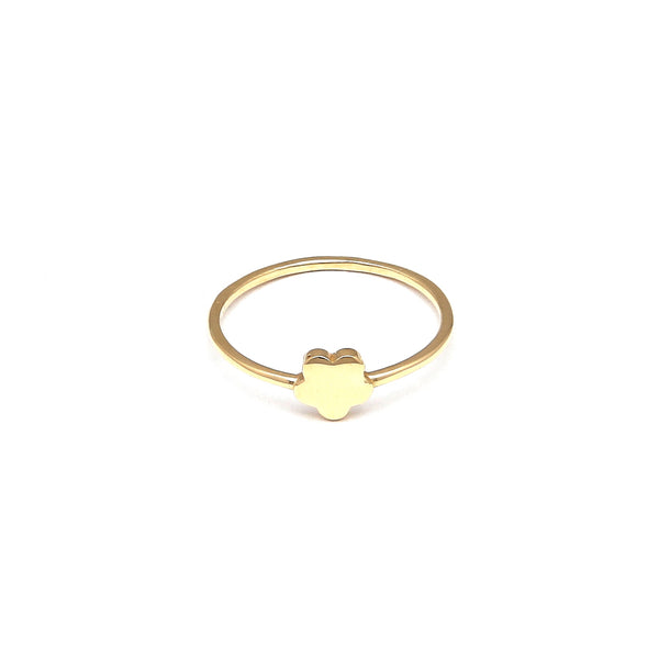 Anillo liso motivo floral en oro amarillo 14 kilates.