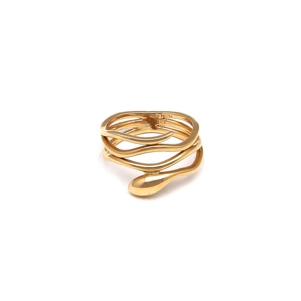 Anillo ondulado motivo serpiente en oro amarillo 14 kilates.