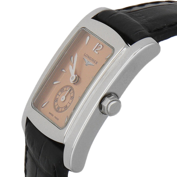 Reloj Longines para dama en acero inoxidable correa piel.