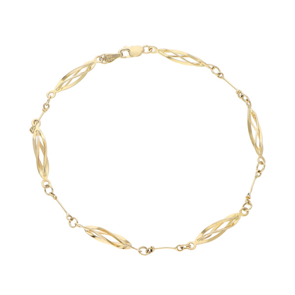 Pulsera eslabón combinado en oro amarillo 14 kilates.