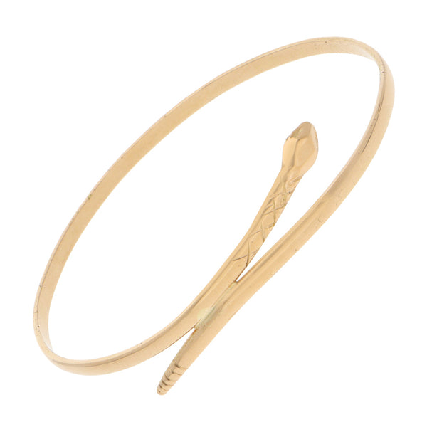 Pulsera de arillo lisa motivo serpiente en oro amarillo 18 kilates.