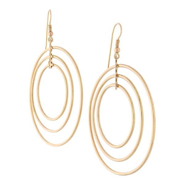 Aretes tubulares lisos motivo aros en oro amarillo 14 kilates.