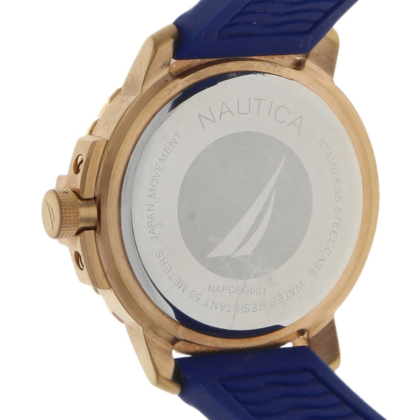 Reloj Nautica para caballero caja en acero chapa correa silicona.