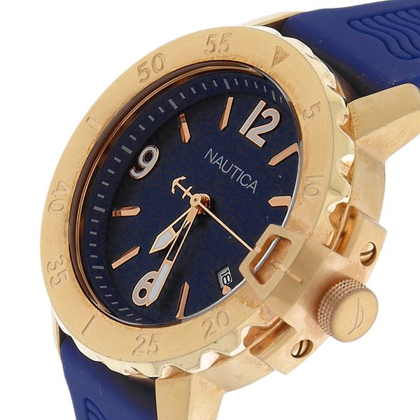 Reloj Nautica para caballero caja en acero chapa correa silicona.
