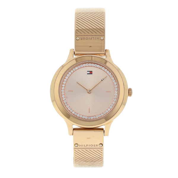 Reloj Tommy Hilfiger para dama en acero chapa.