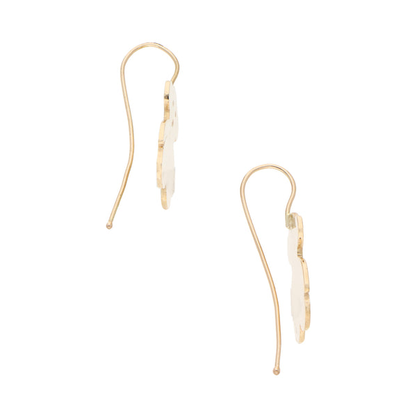 Aretes lisos motivo oso en oro amarillo 14 kilates.