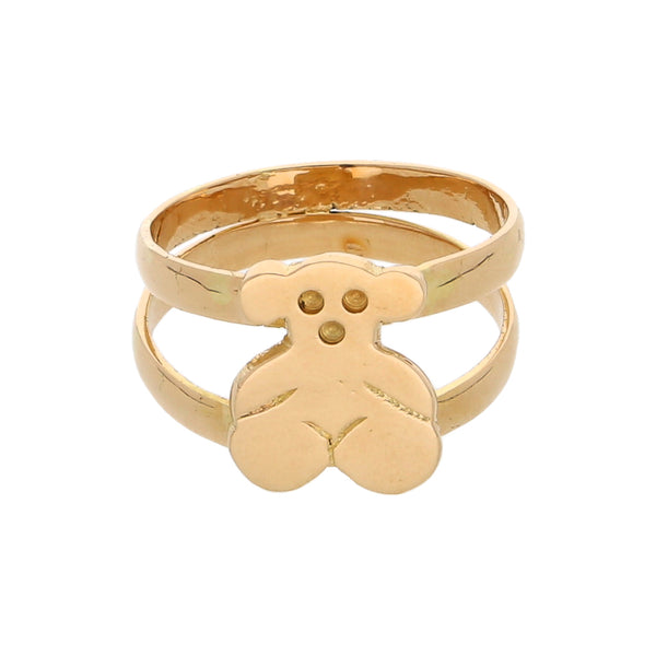 Anillo liso con aplicación motivo oso en oro amarillo 18 kilates.