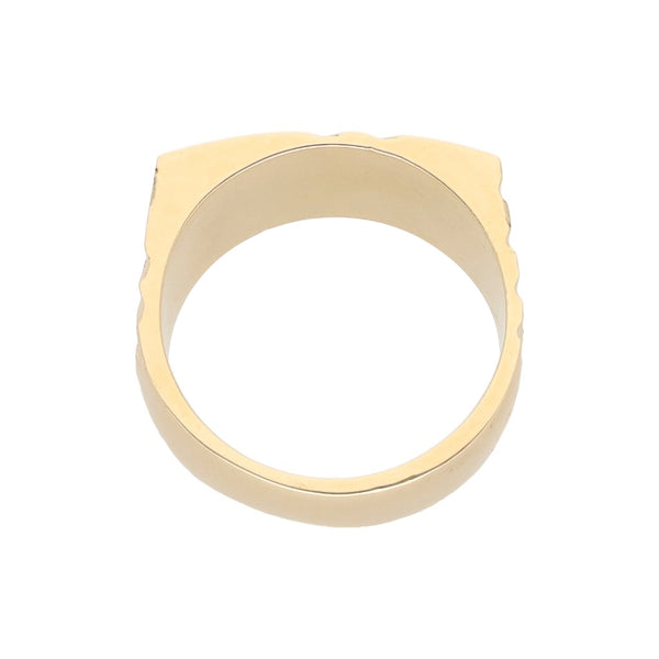 Anillo tipo sello con sintético en oro amarillo 14 kilates.