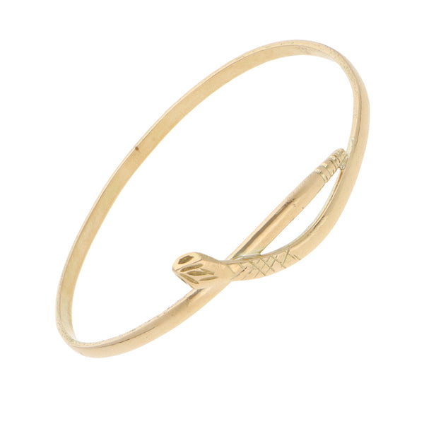 Pulsera de arillo ovalada lisa motivo serpiente en oro amarillo 14 kilates