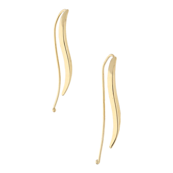 Aretes lisos en oro amarillo 14 kilates.