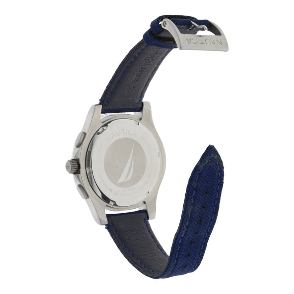 Reloj Nautica para caballero caja en acero inoxidable correa textil con piel.