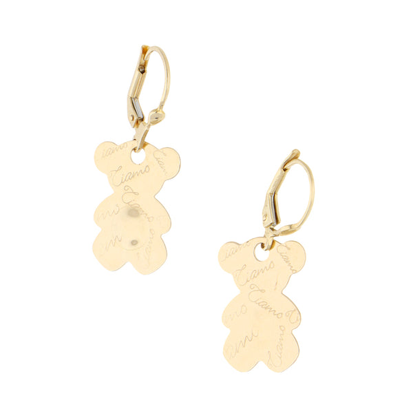 Aretes estilizados motivo oso en oro amarillo 14 kilates.