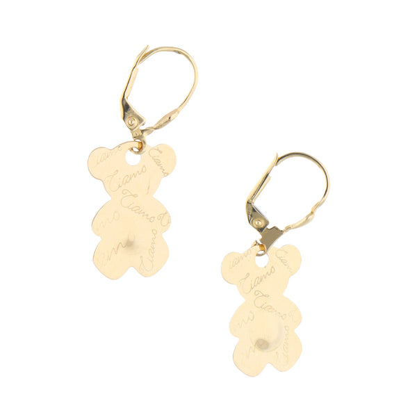 Aretes estilizados motivo oso en oro amarillo 14 kilates.