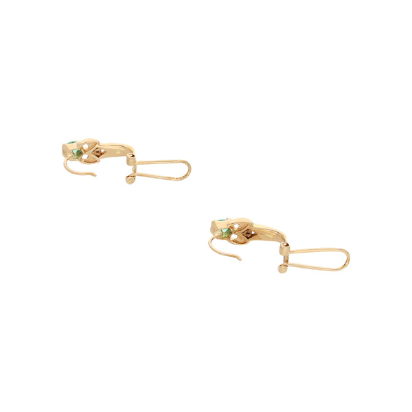 Aretes calados con sintéticos en oro amarillo 14 kilates.