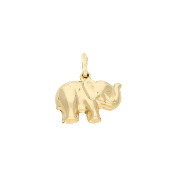 Dije hueco motivo elefante en oro amarillo 14 kilates.