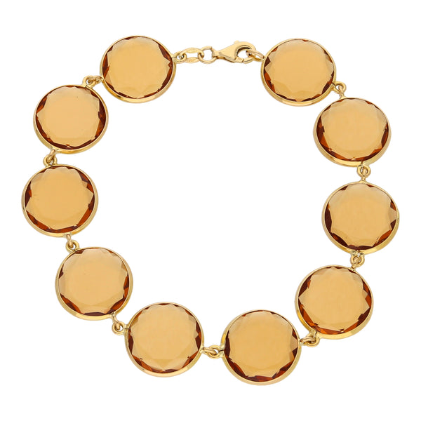 Pulsera eslabón combinado con sintéticos en oro amarillo 18 kilates.