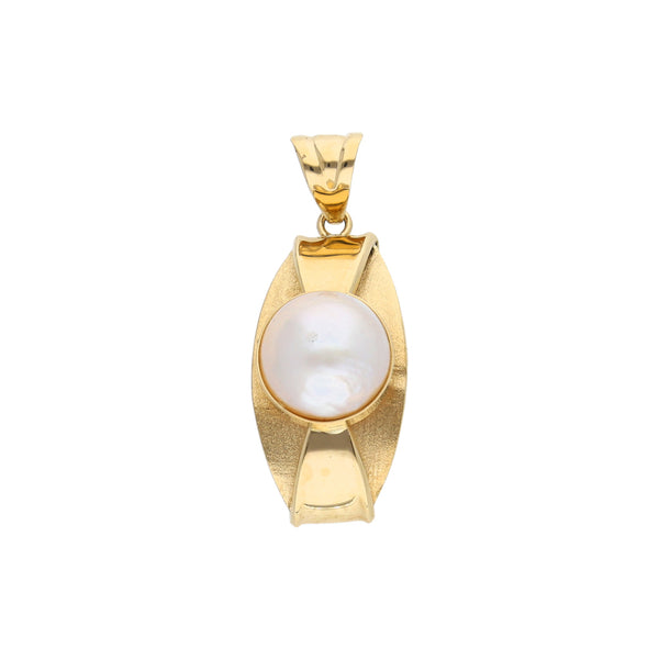 Dije diseño especial con perla en oro amarillo 14 kilates.