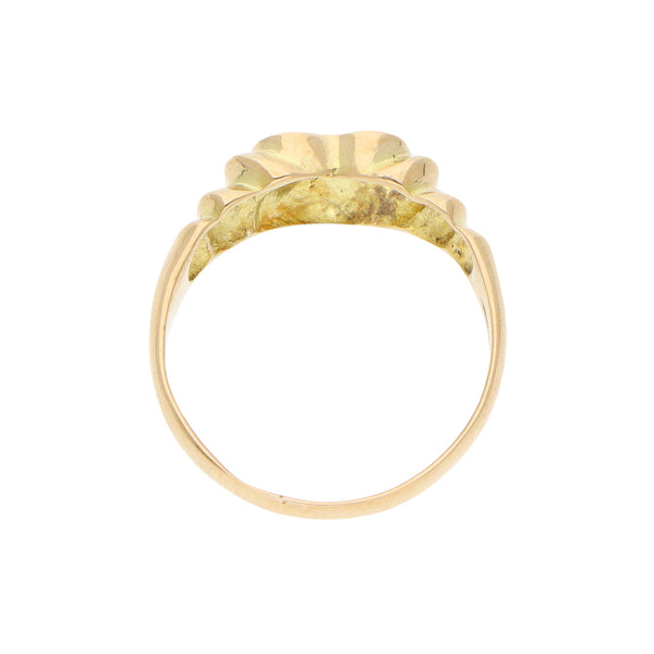 Anillo estilizado motivo corazón en oro amarillo 18 kilates.