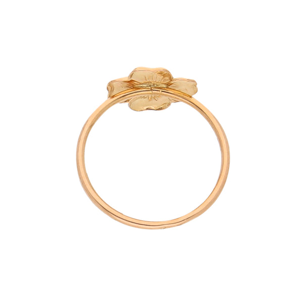 Anillo diseño especial motivo floral con esmalte en oro rosa 18 kilates.