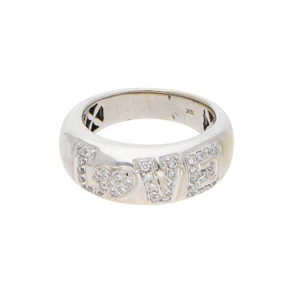 Anillo estilizado con diamantes en oro blanco 18 kilates.