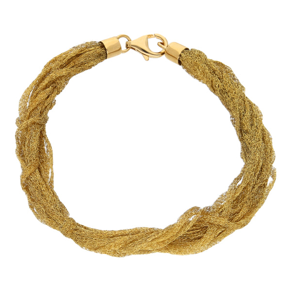 Pulsera eslabón tejido en oro amarillo 18 kilates.