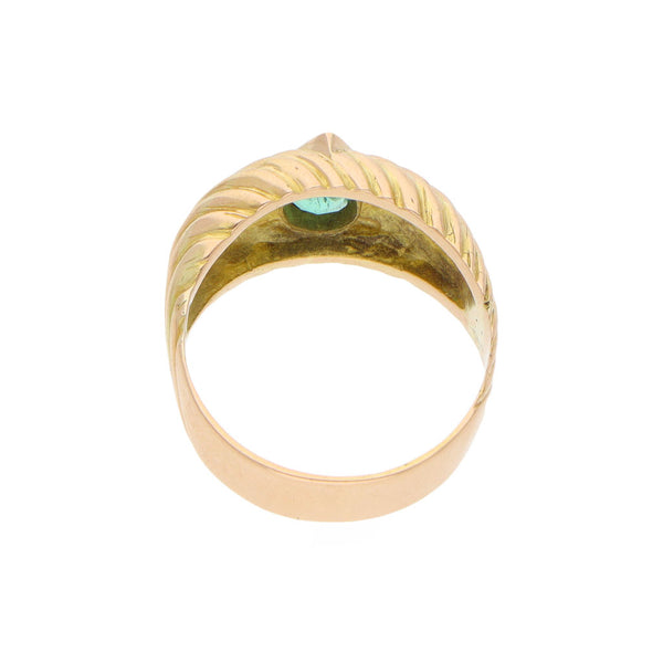 Anillo acanalado con sintético en oro amarillo 18 kilates.