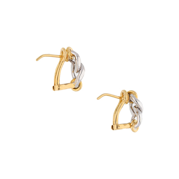 Aretes calados con diamantes en oro dos tonos 18 kilates.